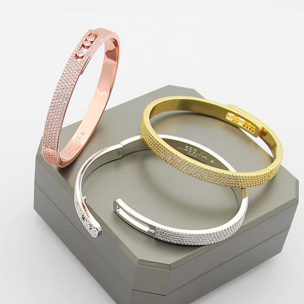 [✨Rose💎]Move Noa Full Pav茅 Diamond Bangle Bracelet