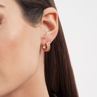 [✨Rose💎]ZERO 1 ROCK GOLD EARRINGS WITH STUDDED SPIRAL AND PAVED DIAMONDS