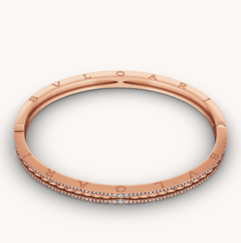 [✨Rose💎]ZERO 1 SPIRAL AND PAVED DIAMOND PINK GOLD BRACELET