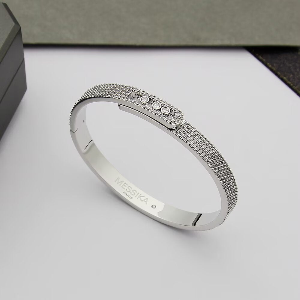 [✨Rose💎]Move Noa Full Pav茅 Diamond Bangle Bracelet