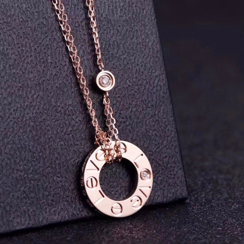 [✨Rose💎]LOVE NECKLACE 16MM 2 DIAMONDS