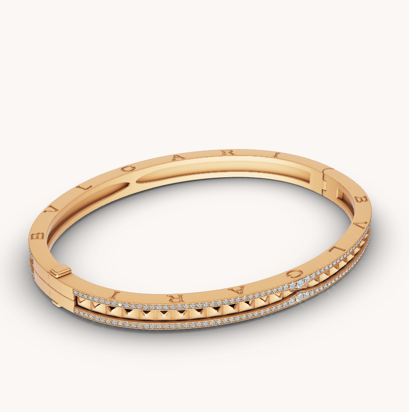 [✨Rose💎]ZERO 1 SPIRAL AND PAVED DIAMOND GOLD BRACELET