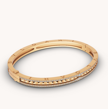 [✨Rose💎]ZERO 1 SPIRAL AND PAVED DIAMOND GOLD BRACELET