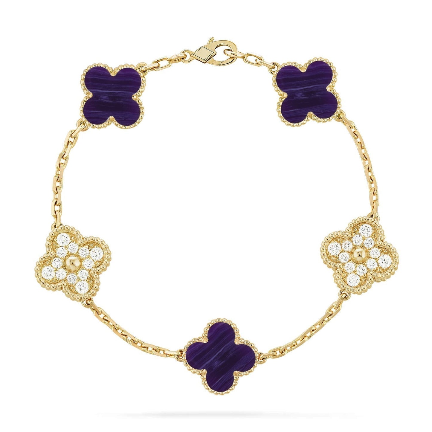 [✨Rose💎]CLOVER 5 MOTIF PURPLE STRIPES BRACELET COLLECTION