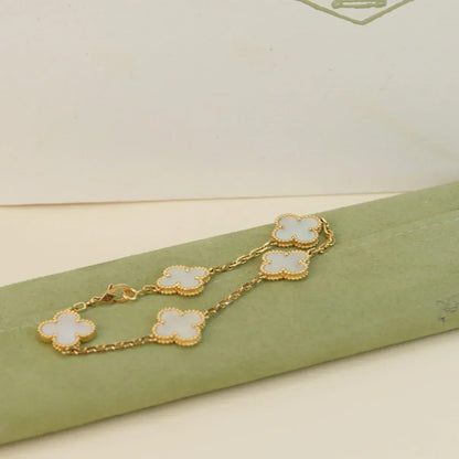 [✨Rose💎]CLOVER WHITE PEARL MOP 5 MOTIF BRACELET COLLECTION
