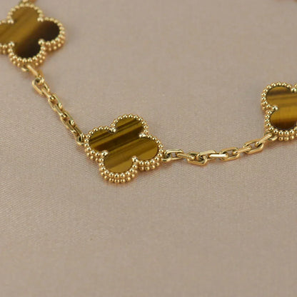 [✨Rose💎] CLOVER 5 MOTIFS TIGER EYE BRACELET COLLECTION