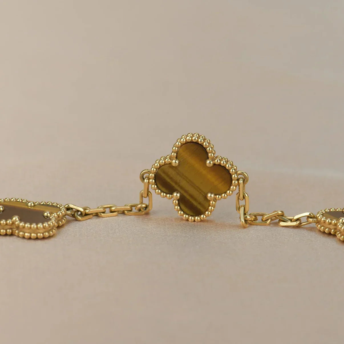[✨Rose💎] CLOVER 5 MOTIFS TIGER EYE BRACELET COLLECTION