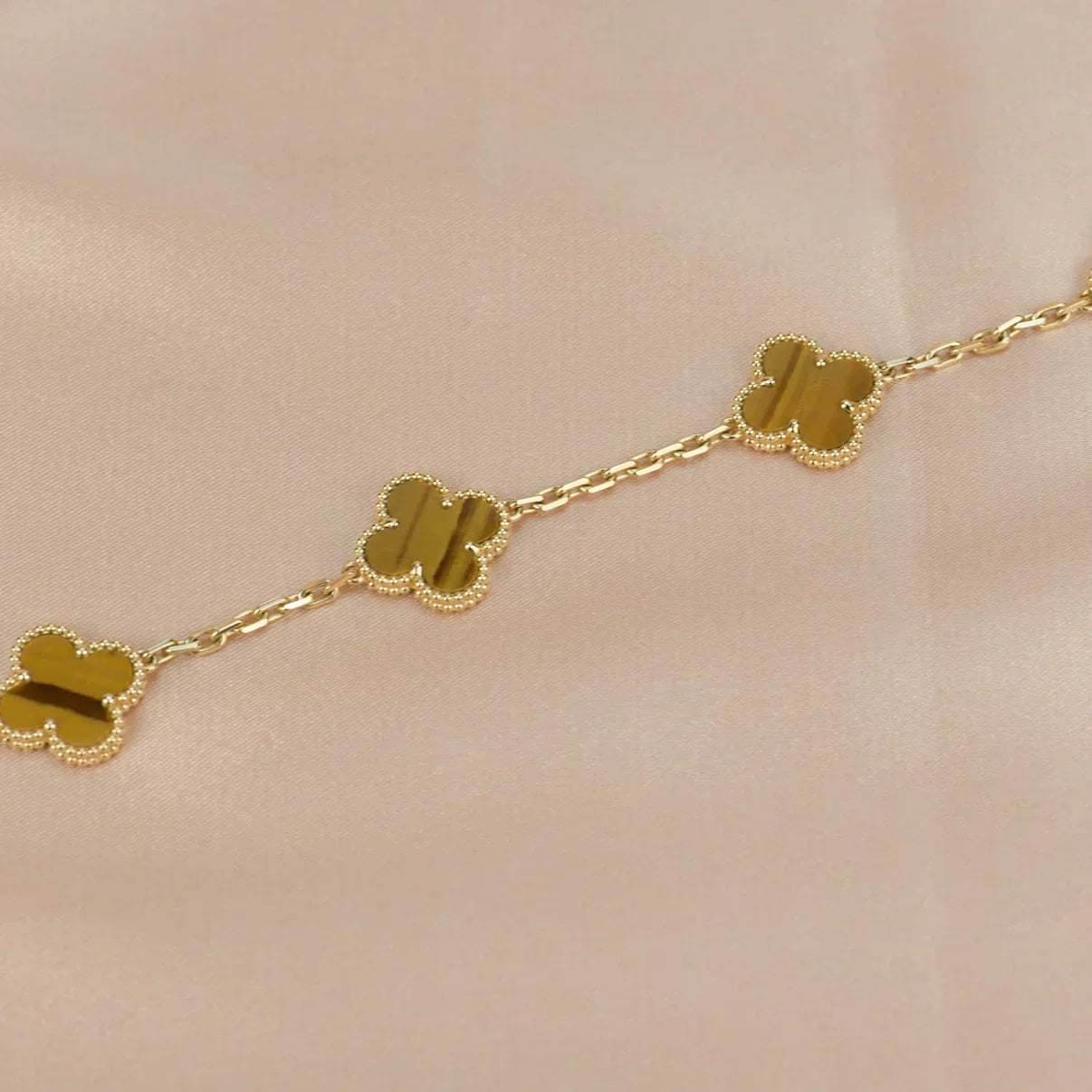 [✨Rose💎] CLOVER 5 MOTIFS TIGER EYE BRACELET COLLECTION
