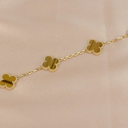 [✨Rose💎] CLOVER 5 MOTIFS TIGER EYE BRACELET COLLECTION