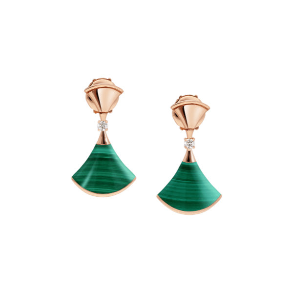 [✨Rose💎]DREAM MALACHITE PINK GOLD EARRINGS