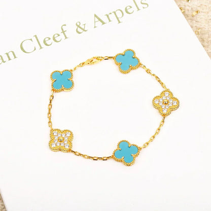 [✨Rose💎] CLOVER 5 MOTIF TURQUOISE BRACELET COLLECTION