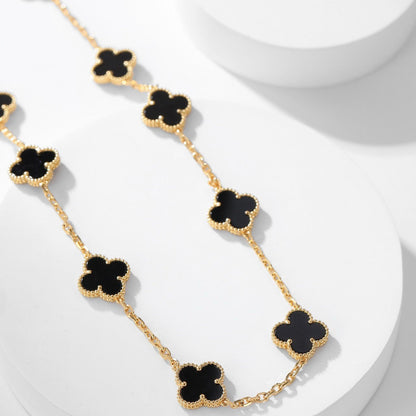 [✨Rose💎]CLOVER 10 MOTIFS ONYX NECKLACE