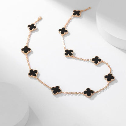 [✨Rose💎]CLOVER 10 MOTIFS ONYX NECKLACE