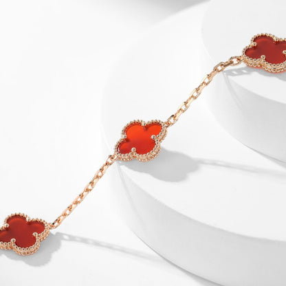 [✨Rose💎]CLOVER 10 MOTIFS CARNELIAN NECKLACE