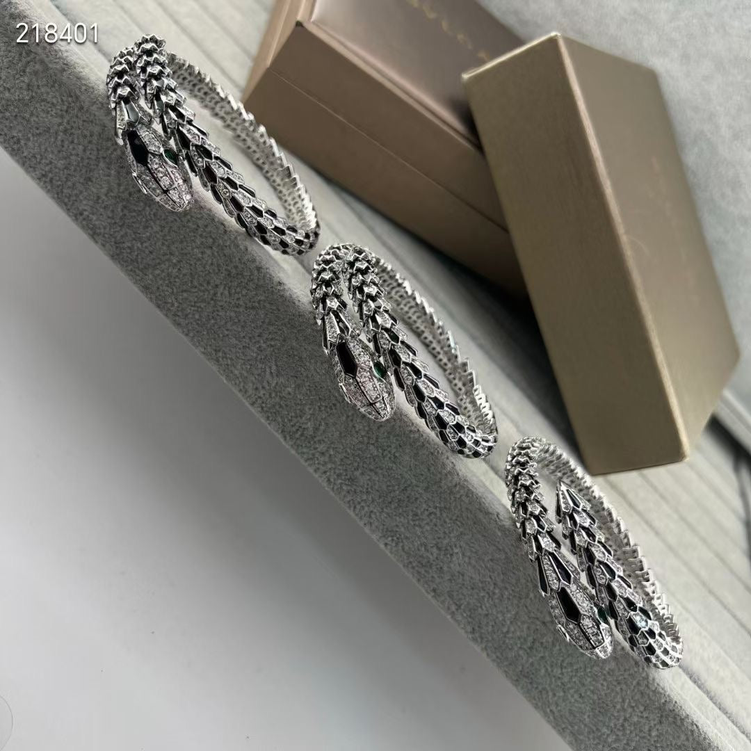 [✨Rose💎】NEW OBSIDIAN & DIAMOND SERPENT BRACELET