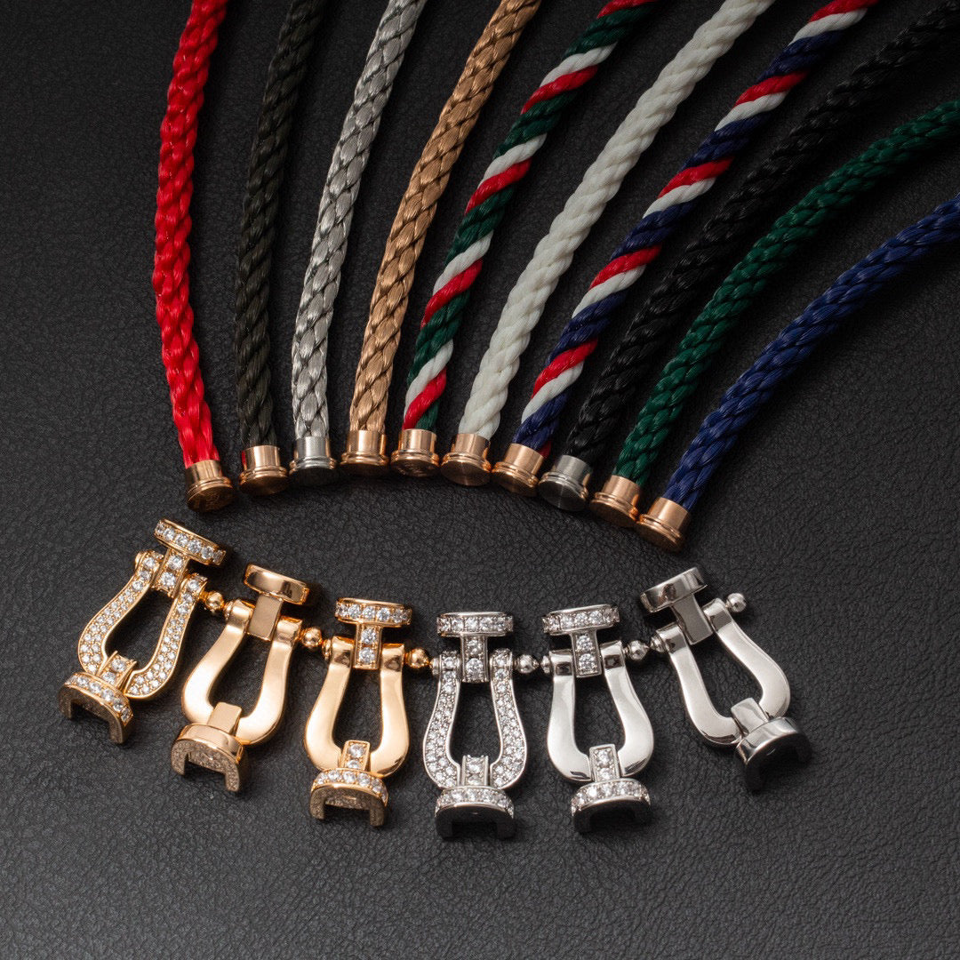 [✨Rose💎]FORCE LARGE HORSESHOE FULL DIAMOND BRACELET ROSE GOLD