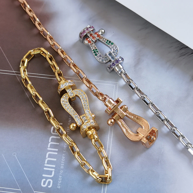 [✨Rose💎]FORCE LARGE HORSESHOE CLASP  METAL BRACELET
