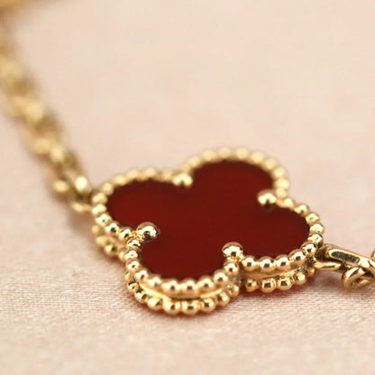 [✨Rose💎] CLOVER 5 MOTIF RED CORNELIAN BRACELET COLLECTION