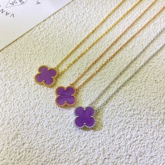 [✨Rose💎]CLOVER 15MM  PURPLE VIOLET NECKLACE
