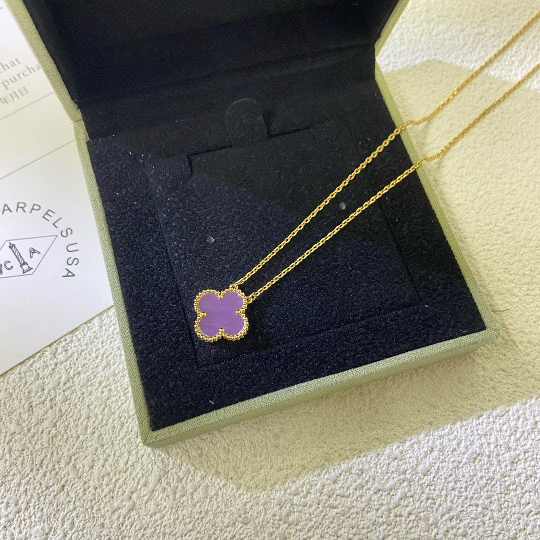 [✨Rose💎 Jewelry]CLOVER 15MM  PURPLE VIOLET NECKLACE