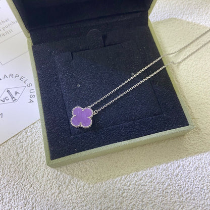 [✨Rose💎 Jewelry]CLOVER 15MM  PURPLE VIOLET NECKLACE