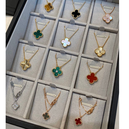 [✨Rose💎]CLOVER 15MM MALACHITE SINGLE FLOWER  NECKLACE
