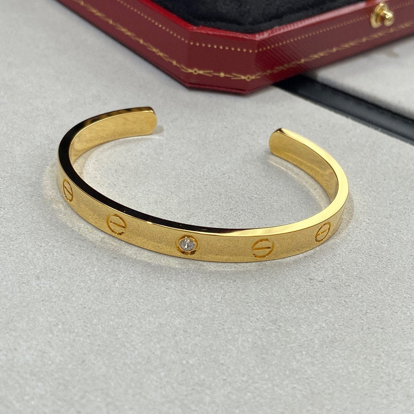 [✨Rose💎]LOVE BRACELET 6.1MM 1 DIAMOND OPEN CUFF