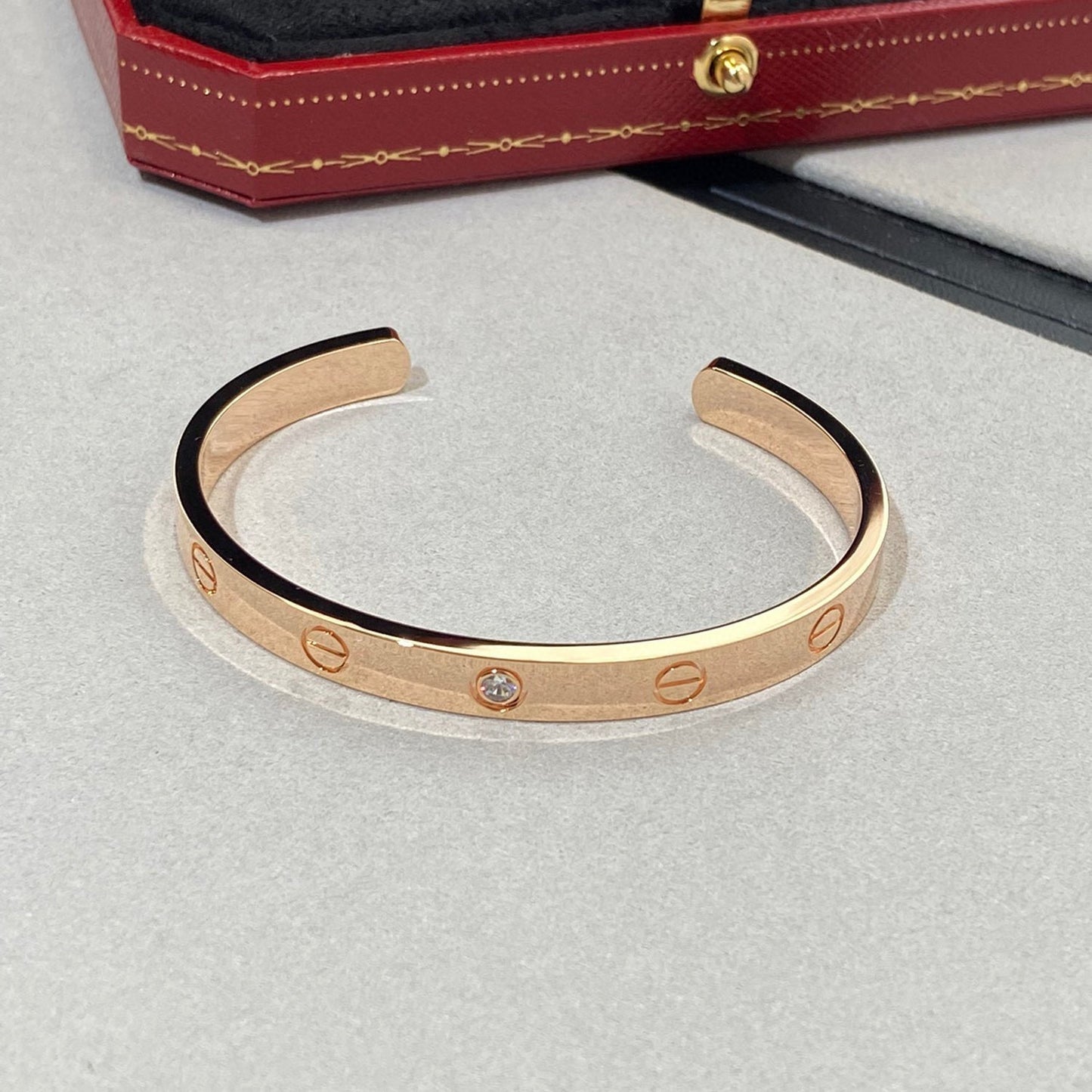 [✨Rose💎]LOVE BRACELET 6.1MM 1 DIAMOND OPEN CUFF