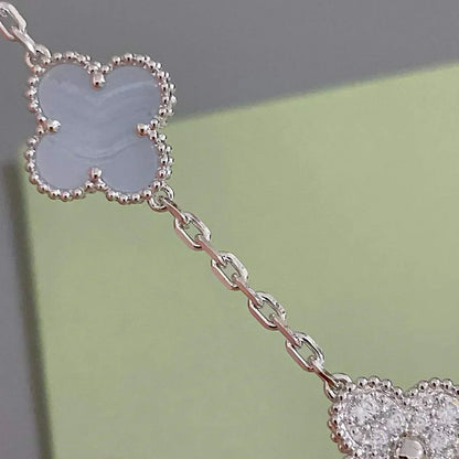 [✨Rose💎] CLOVER 5 MOTIF PURPLE CHALCEDONY BRACELET COLLECTION