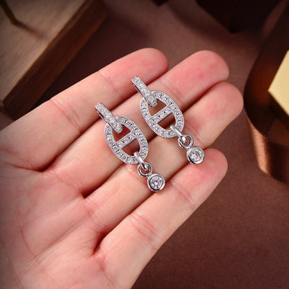 [✨Rose💎]HM CHAINE DIAMOND EARRINGS