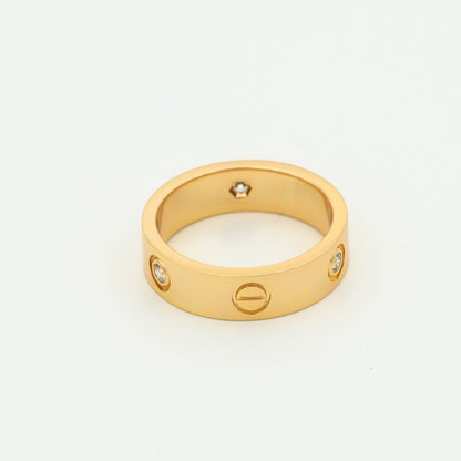 [✨Rose💎]LOVE RING 5.5MM 3 DIAMONDS PINK GOLD