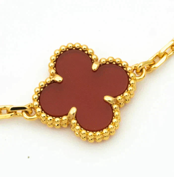 [✨Rose💎] CLOVER 5 MOTIF RED CORNELIAN BRACELET COLLECTION