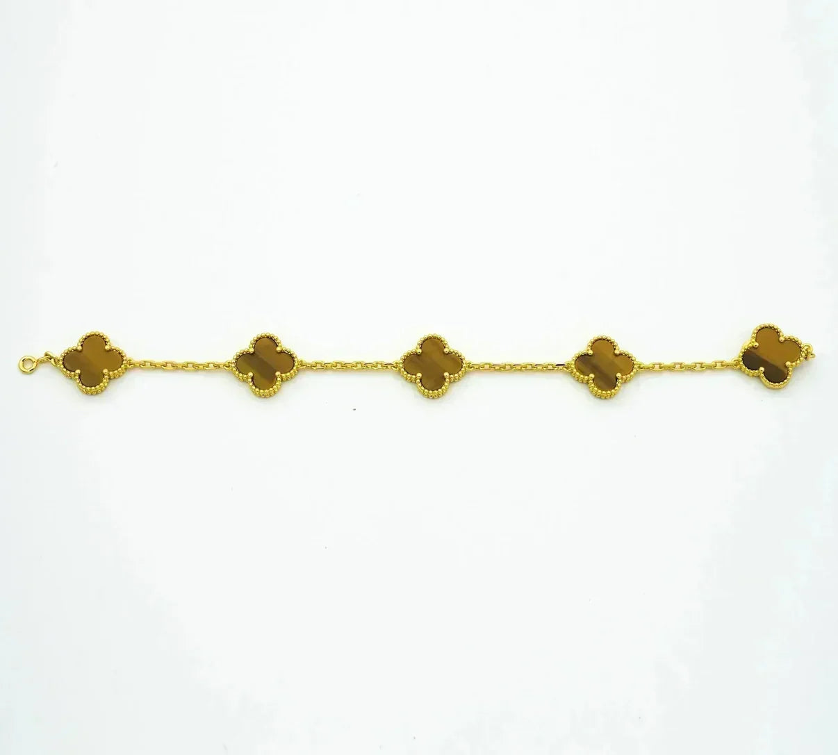 [✨Rose💎] CLOVER 5 MOTIFS TIGER EYE BRACELET COLLECTION