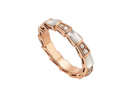[✨Rose💎]SERPENTI RING PINK GOLD DIAMOND MOP 3MM
