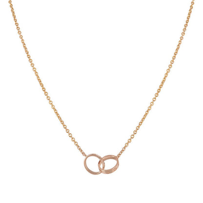[✨Rose💎]LOVE NECKLACE DOUBLE RING PINK GOLD