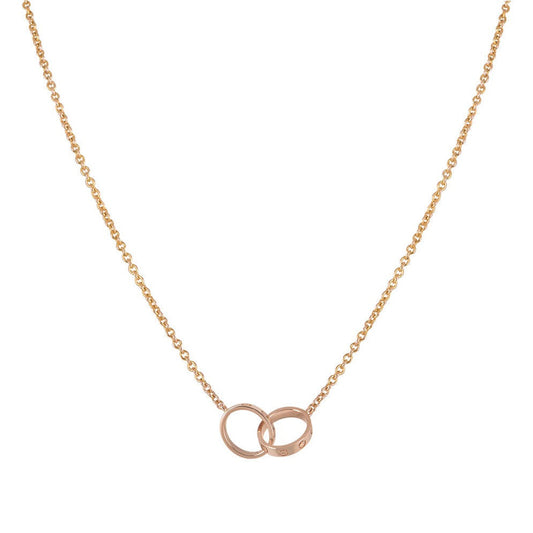 [✨Rose💎]LOVE NECKLACE DOUBLE RING PINK GOLD