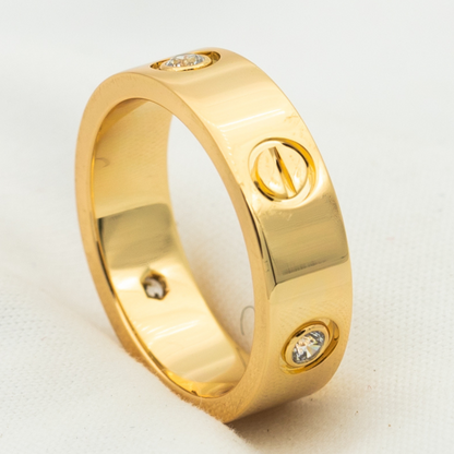 [✨Rose💎]LOVE RING 5.5MM 3 DIAMONDS PINK GOLD