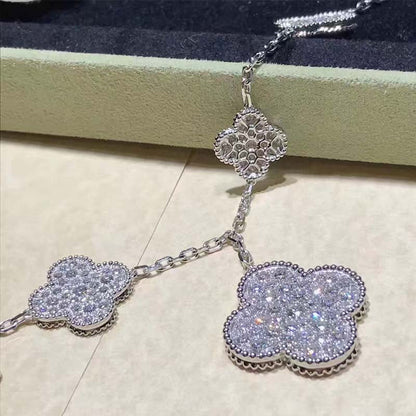 [✨Rose💎]CLOVER 6 MOTIFS SILVER DIAMOND BRACELET