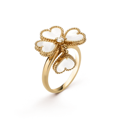[✨Rose💎]SWEET CLOVER WHITE MOP RING