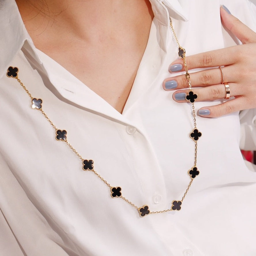 [✨Rose💎]CLOVER 20 MOTIFS ONYX ROSE GOLD