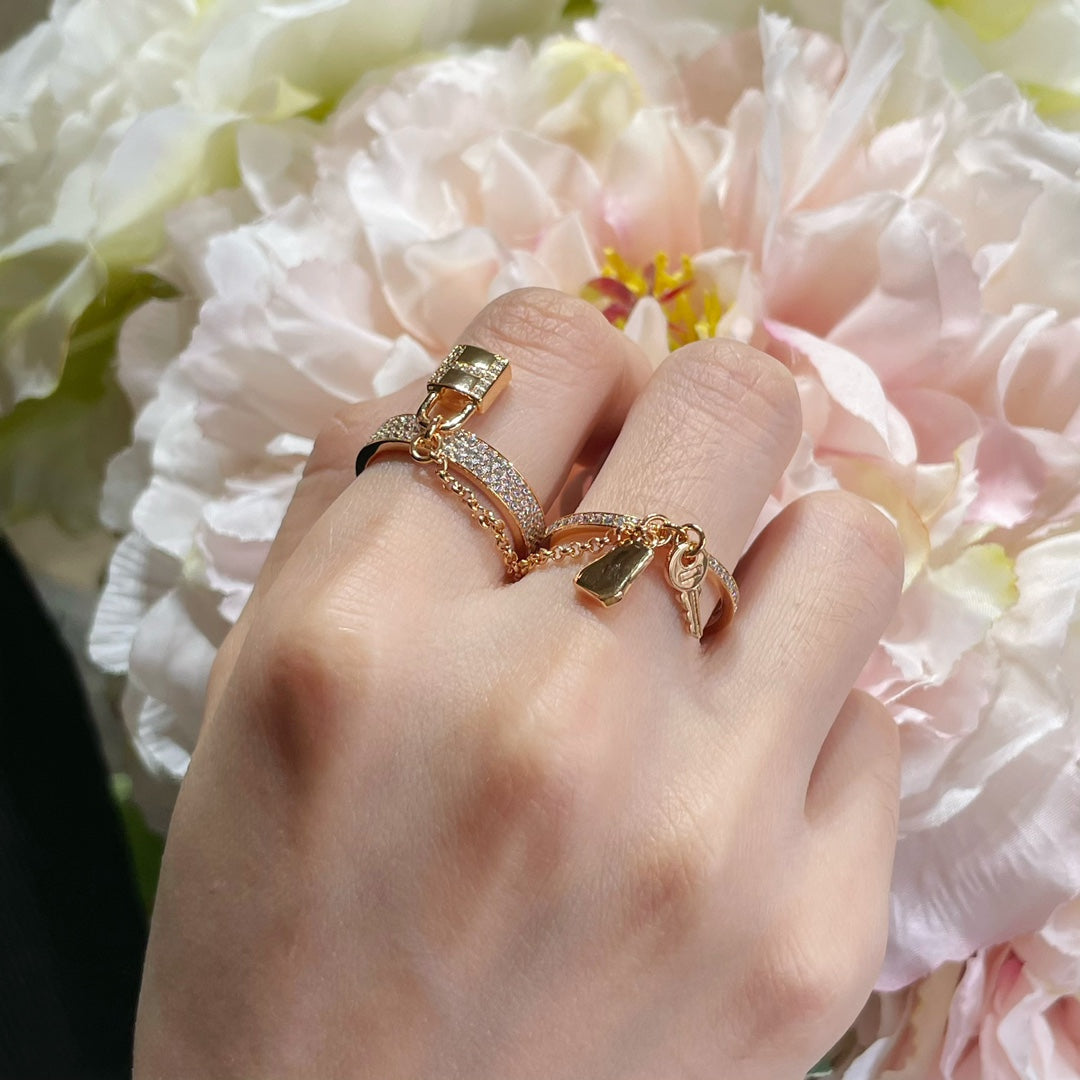 [✨Rose💎]HM KELLY CLOCHETTE DOUBLE RING IN  WITH DIAMONDS