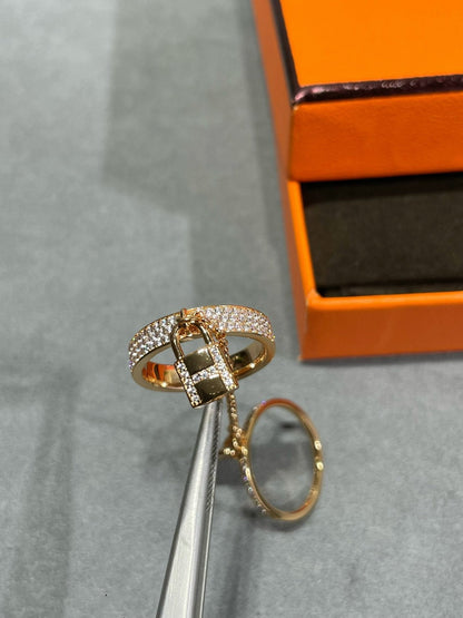 [✨Rose💎]HM KELLY CLOCHETTE DOUBLE RING IN  WITH DIAMONDS