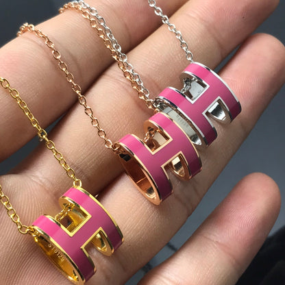 [✨Rose💎]H NECKLACE PINK