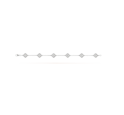 [✨Rose💎]CLOVER 6 MOTIF SILVER DIAMOND BRACELET
