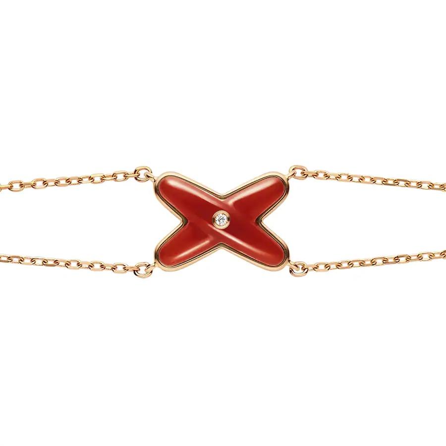 [✨Rose💎]JEUX BRACELET CARNELIAN PINK GOLD 1 DIAMOND