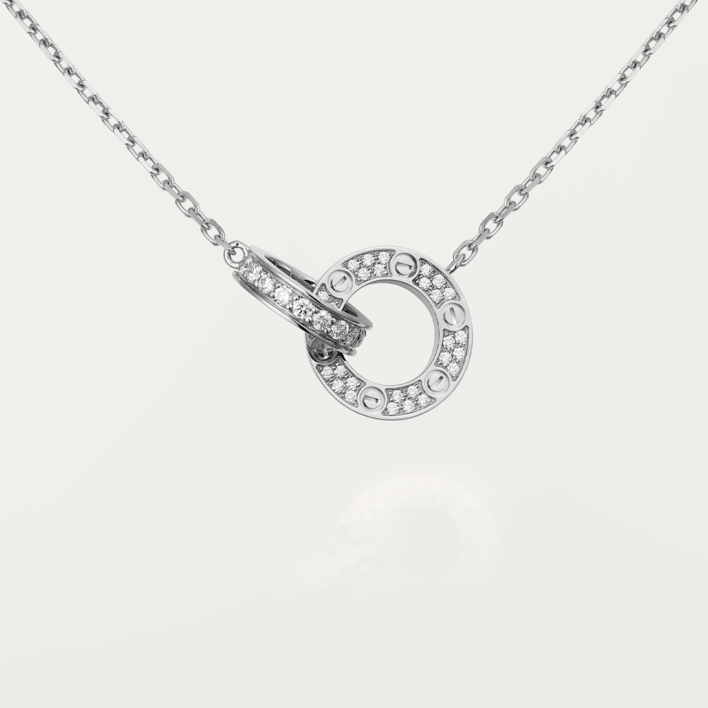 [✨Rose💎]LOVE 7.6MM NECKLACE ROSE GOLD AND SILVER  FULL DIAMOND