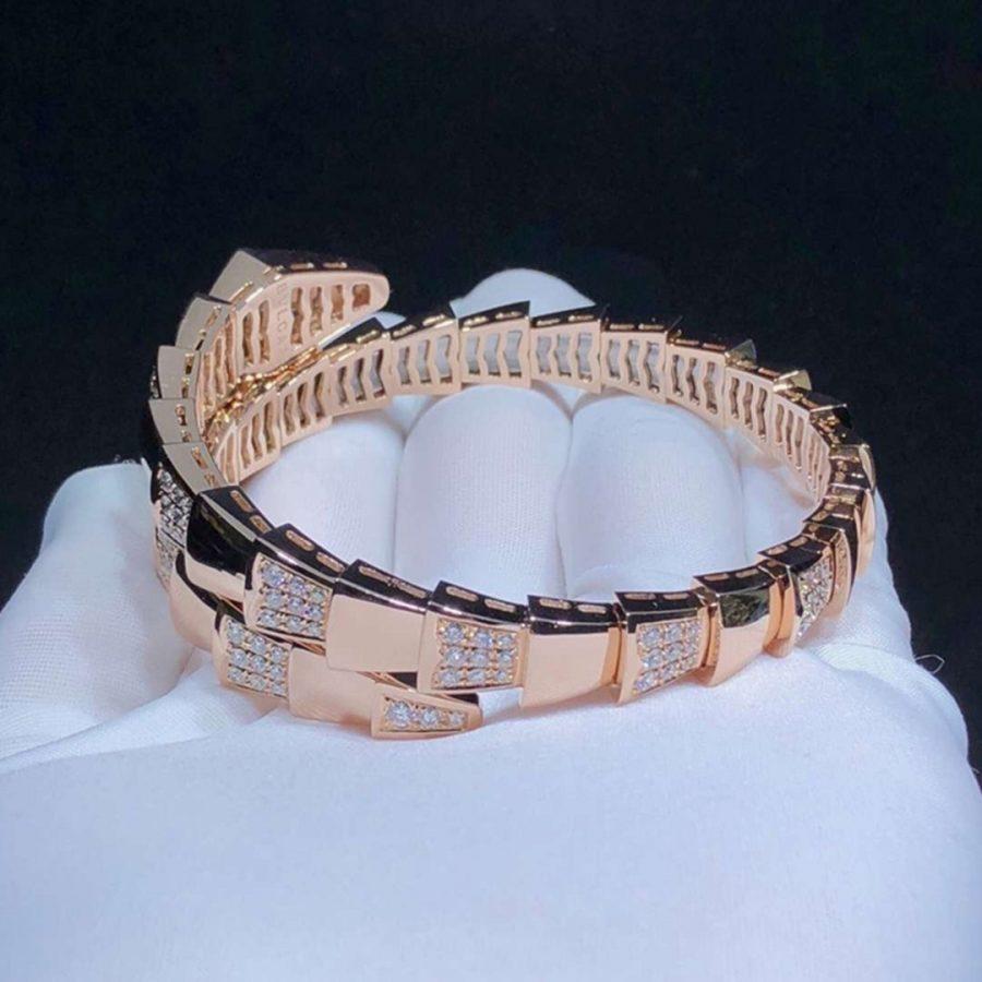 [✨Rose💎]SERPENTI WIDE BRACELET PINK GOLD DIAMOND