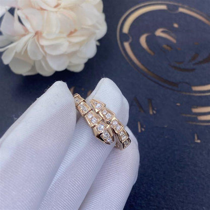 [✨Rose💎]SERPENTI RING PINK GOLD DIAMOND PAVED 4MM