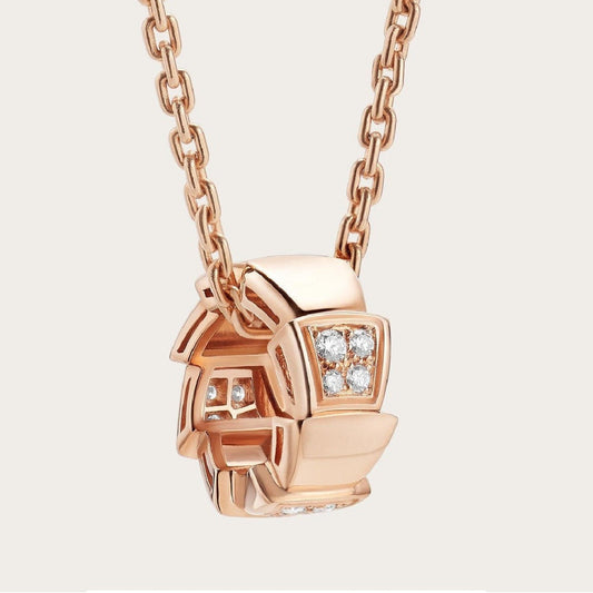 [✨Rose💎]SERPENTI PEDANT DIAMOND PINK GOLD NECKLACE