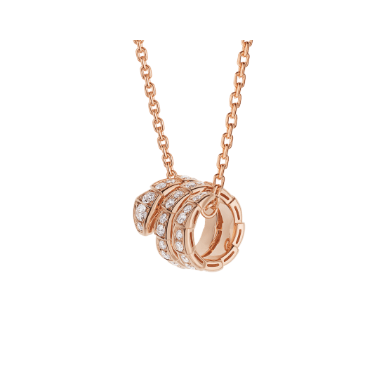 [✨Rose💎]SERPENTI PINK GOLD NECKLACE DOUBLE RING DIAMOND